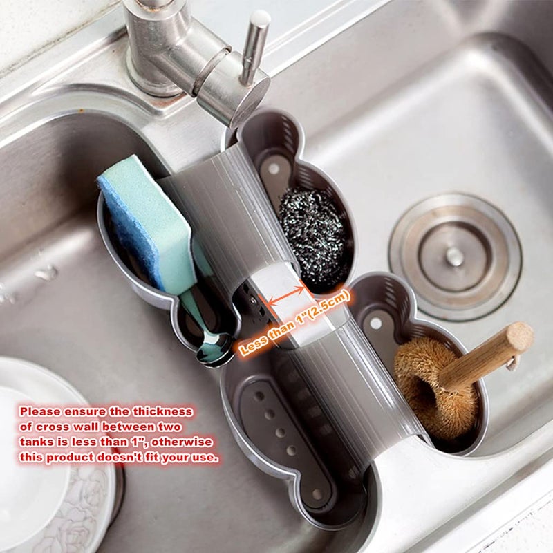 Kinteshun Kitchen Sink Caddy Sponge Soap Holder Hang Basket for Scrubber Dish Brush Kitchen Accessories Organizer (White,Saddle-shaped) - Image 3